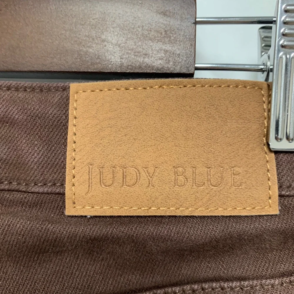 Judy Blue Flare Jeans Womens‎ 5/27 Brown Garment Dyed Raw Hem JB88803 C